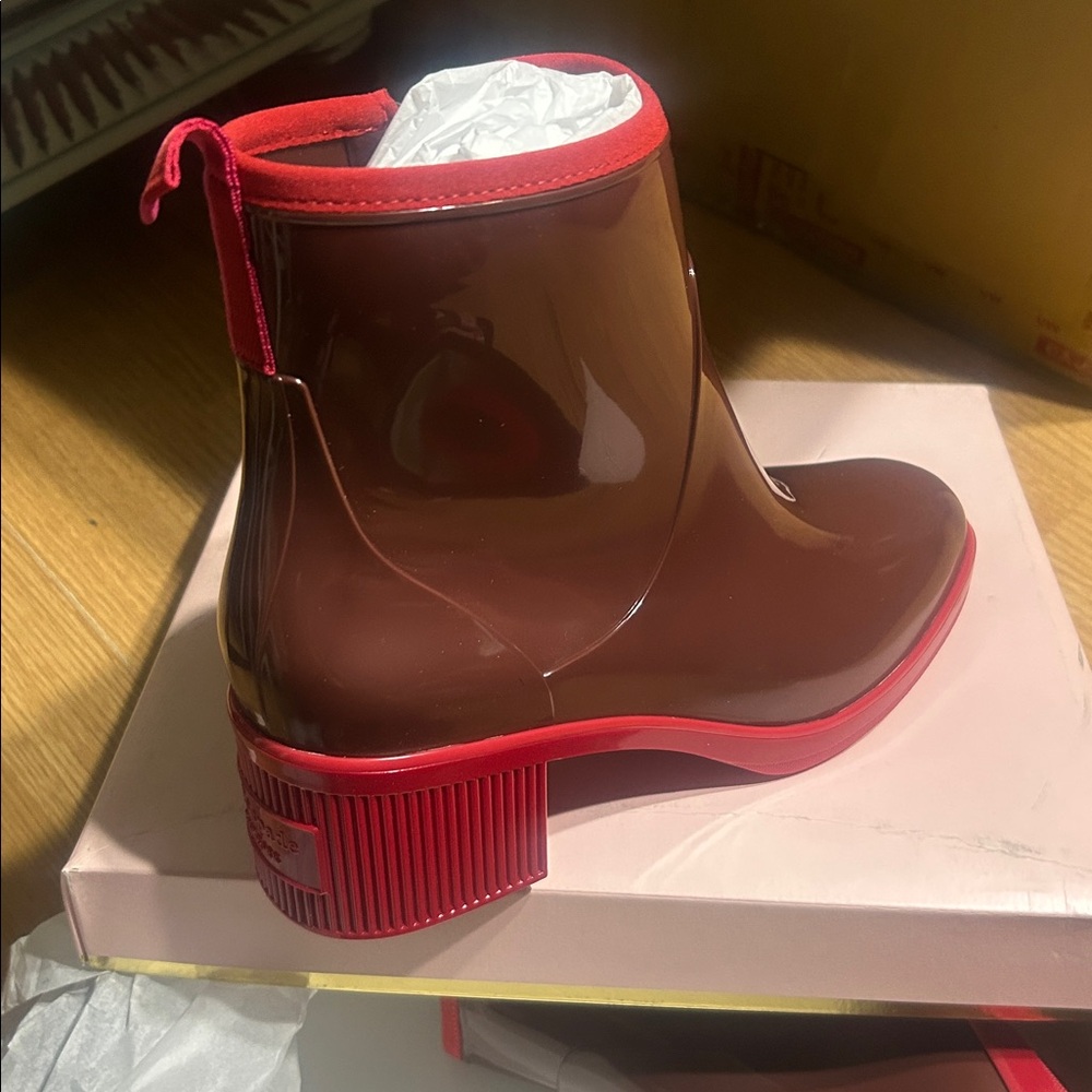 NIB Kate spade puddle jumpers Stylish Brown and Red Ankle Boots women 11 - Picture 4 of 8